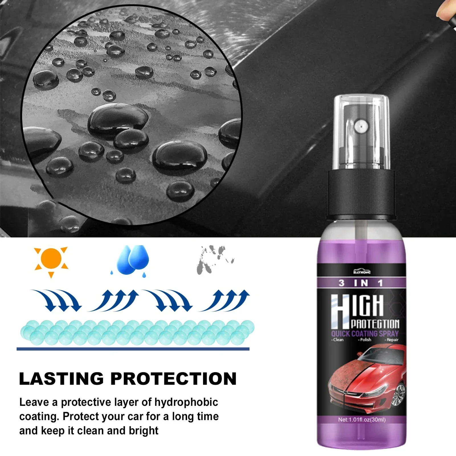 3 in 1 Car Ceramic Liquid Coat - Car Wax Ceramic Coating บทวิจารณ์และราคา