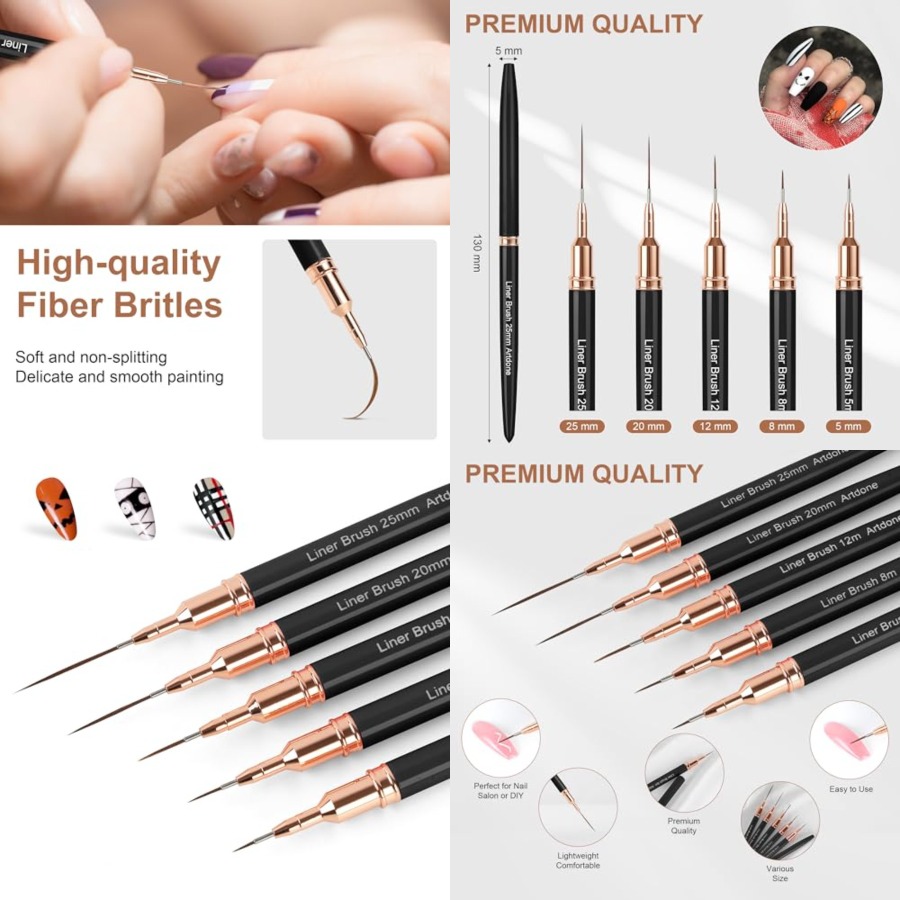 Metallic Nail Art Pens, Liner  - Detailing Brush Set บทวิจารณ์และราคา