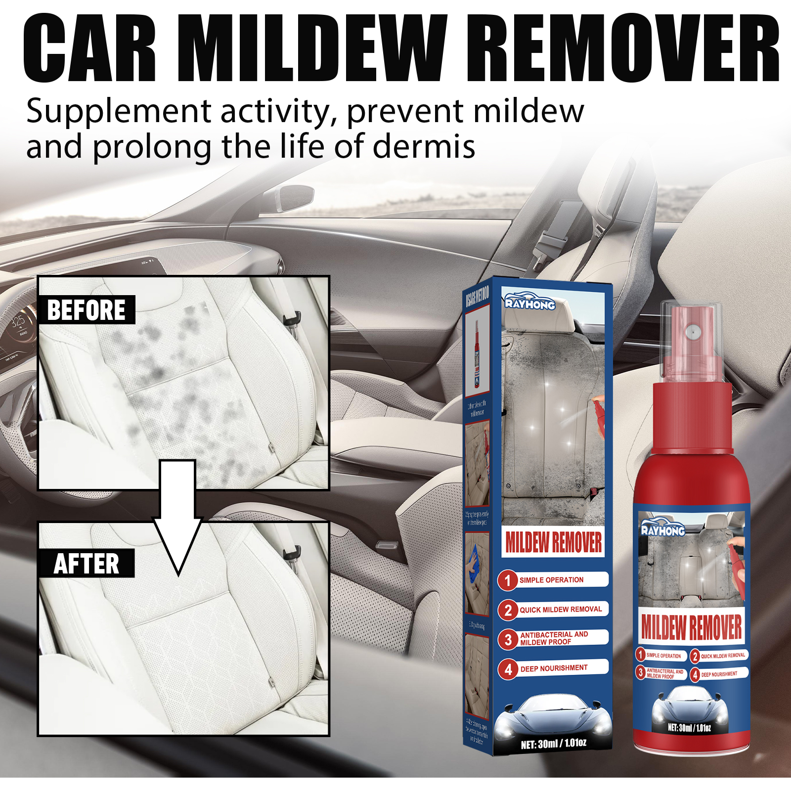 Car Mildew Remover Spray Multi - Leather Cleaner Interior บทวิจารณ์และราคา