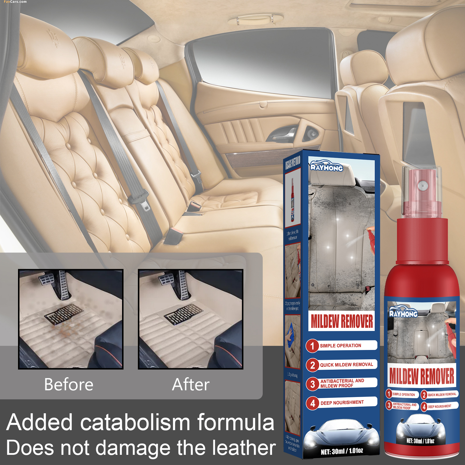 Car Mildew Remover Spray Multi - Leather Cleaner Interior บทวิจารณ์และราคา
